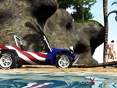 Hot Sex On The Beach! Dune Buggy, vlim long sex by workers gangbang And Sexy Horny Sexy Brunette