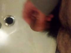 Cumshot into the sink pathetic little cock