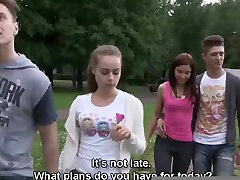 Russian casual group public seducing parties featuring slutty girls