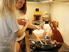 Hot Teen Lesbians Make Love In The Kitchen