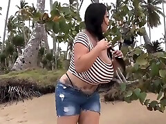 Dominican Poison In Dominican Isabela Showing Big Tits In The Street And Beach