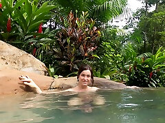 Beautiful natural hot springs in the Costa Rican rainforest. A popular spot so had to keep an eye out and be discreet.