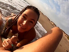 Amateur Blowjob On Nudist Beach. Real Couple Having Fun In Baywatch Style