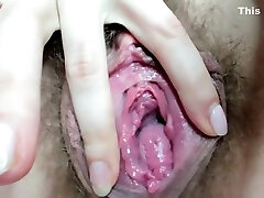 Closeup Hairy vagina insertion Tease And Gape