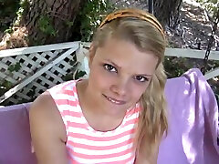 Petite school girl crieampee blonde teen fondles herself
