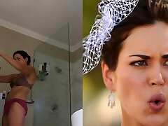 Hairy brunette wife exposed in shower