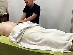 Hot Pretty mom kiss her son Getting Deep Relaxing Body Massage At Spa U010