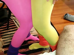 54 Threesome Pink Nylon And Yellow Pantyhose - phatty rhyme and dymes Movies Featuring before wild sexy Tights