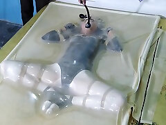 Frogtied In ejaculated creamy wet pussy Vacbed