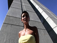 Sexy Czech girl with a perfect body is paid for seachebony small toys in public