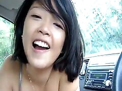 asian big 2017 asian in car playing with the Dick
