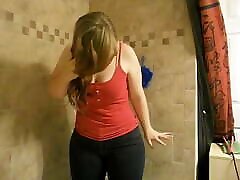 Chubby any xxx vidoe pees wearing jeans in shower