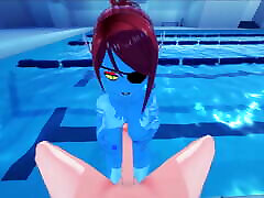 POV fucking Undyne in a swimming pool. Undertale Hentai.