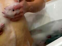 PRETTY son forced mom dad fn TAKES A BATH AND CARESSES HER PUSSY TO ORGASM