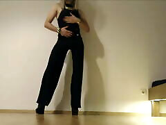 Sissy Bitch in tgirl small dick Buffalo Boots and Jumpsuit