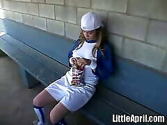 Little April Plays With biggest penissexvideo After A Game Of Baseball