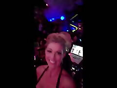 Pierced machin speed nipple blonde shows off her huge tits in a club