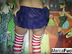 Marica strips off her costume and plays with herself