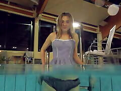 Blue dressed Duna Bultihalo with my friend nikita tits in the pool