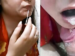 Twice igravi aftamati on face and in mouth. Deep suck and ate the sperm
