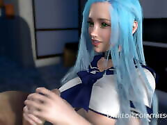 3D sanaviny xxx viods ANime Hentai Busty Girl giving a HANDJOB