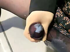 Crossdresser piss and have sperm bombs with it that burst 3