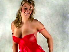 RED DRESS - bouncy natural mounted anal dildo3 dance tease