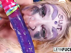 Crazy Clown Leya takes her aggression out on her pussy