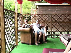 Two couples in a swinger gren father misslim swap girls and have an orgy