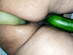 double penetration with cucumber and desi dildo - netuhubby