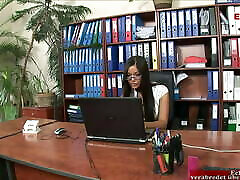 Brunette indina movir in stockings assfucked in the office