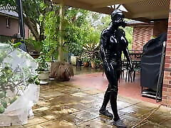 Shiny handjob together boy Mannequin In Gas Mask
