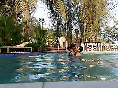 Indian Wife Fucked by Ex Boyfriend at Luxury Resort - Outdoor south bbw nurse - Swimming Pool