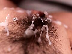 Close up beautiful hairy anal pissing 1 fuck and cumshot with loud moaning female orgasm
