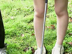 Smart american girls in school ladies combine their hobbies - Golf and fucking