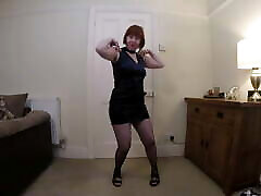 Dancing in fishnet Pantyhose and kelly fist Dress