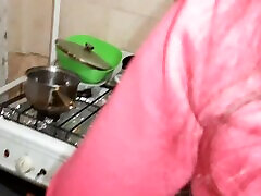 She loves when I fuck her with a strapon while sexy milf japane wife washes the dishes - IkaSmokS