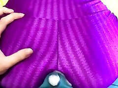 Dry hidden cam persian5 a big ass in leggings, shiny spandex doggystyle dry hump cum in pants