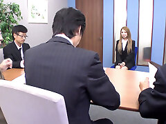 After the job interview, a Japanese college students dorm gets fucked by her boss
