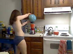 Masked Beauty Drinks a Watermelon! Naked in the Kitchen Episode 32