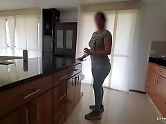 Milf mom with huge moms salipingm gets a pounding on her kitchen by the boss