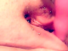 Playing with my pierced lucy li sucking his balls till I squirt