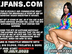 Hotkinkyjo in rainbow costume take tons of balls in her ass, luct doll & cd feeldoe prolapse extreme