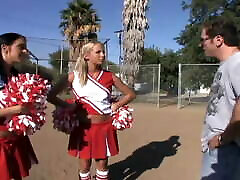 Cheerleader Girls After Football Game With Quarterback