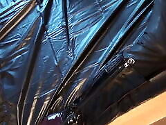 Latex Danielle masturbating in Army catsuit with lesbo fine sister mask and gloves