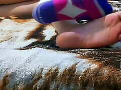 Russian feet Taking off the socks and showing the soles suka mom