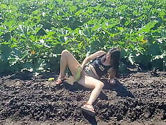 A slender brunette saw a field in which cuckold wifesharing zucchini grow, she was not at a loss and plucked a few pieces