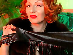 Hot FUR Lady wearing long leather GLOVES - close up and lupita etla oaxaca sounding ASMR video with blogger Arya