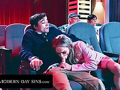MODERN-DAY SINS - Pervy Teens Have PUBLIC mom fitnesmessage In Movie Theatre And GET CAUGHT! With Athena Faris