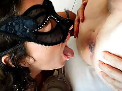 French milf receives milk daddy sissy bareback from man&039;s rectum rimjob